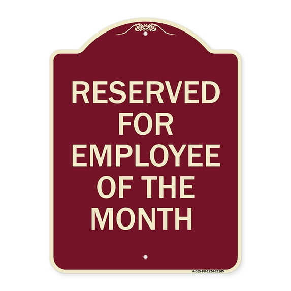 SignMission Designer Series Sign - Reserved for Employee of the Month | Burgundy 18" x 24" Heavy-Gauge Aluminum Architectural Sign | Protect Your Business & Municipality | Made in the