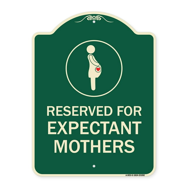 SignMission Designer Series Sign - Reserved for Expectant Mothers (With Graphic) | Green & Tan 18" x 24" Heavy-Gauge Aluminum Architectural Sign | Made in the USA