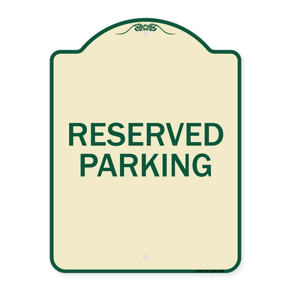SignMission Designer Series Sign - Reserved Parking 1 | Tan & Green 18" x 24" Heavy-Gauge Aluminum Architectural Sign | Protect Your Business & Municipality | Made in the USA