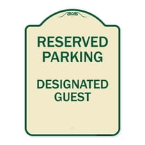 SignMission Designer Series Sign - Reserved Parking - Designated Guest | Tan & Green 18" x 24" Heavy-Gauge Aluminum Architectural Sign | Protect Your Business & Municipality | Made in