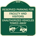 thumbnail image 1 of SignMission Designer Series Sign - Reserved Parking for Faculty and Visitors Unauthorized Vehicles Towed Away | Green & Tan 18" X 18" Heavy-Gauge Aluminum Architectural Sign | Made in, 1 of 4