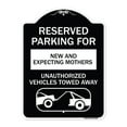 thumbnail image 1 of SignMission Designer Series Sign - Reserved Parking for New and Expecting Mothers Unauthorized Vehicles Towed Away | Black & White 18" x 24" Heavy-Gauge Aluminum Architectural Sign |, 1 of 4