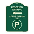 thumbnail image 1 of SignMission Designer Series Sign - Reserved Parking - Permit Parking Only with Symbol and Left Arrow | Green & Tan 18" x 24" Heavy-Gauge Aluminum Architectural Sign | Made in the USA, 1 of 4