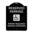 thumbnail image 1 of SignMission Designer Series Sign - Reserved Parking Permit Required Towing Enforced (With Graphic) | Black & Silver 18" x 24" Heavy-Gauge Aluminum Architectural Sign | Made in the USA, 1 of 4