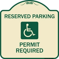 SignMission Designer Series Sign - Reserved Parking Permit Required (With Graphic) | Tan & Green 18" X 18" Heavy-Gauge Aluminum Architectural Sign | Made in the USA
