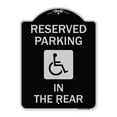 thumbnail image 1 of SignMission Designer Series Sign - Reserved Parking in the Rear (With Graphic) | Black & Silver 18" x 24" Heavy-Gauge Aluminum Architectural Sign | Made in the USA, 1 of 4