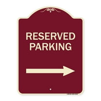 SignMission Designer Series Sign - Reserved Parking (Right Arrow) | Burgundy 18" x 24" Heavy-Gauge Aluminum Architectural Sign | Protect Your Business & Municipality | Made in the USA
