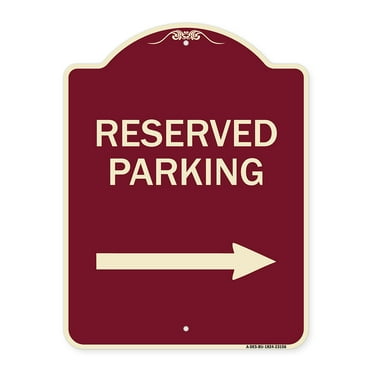 SignMission Designer Series Sign - Reserved Parking (Right Arrow) | Burgundy 18" x 24" Heavy-Gauge Aluminum Architectural Sign | Protect Your Business & Municipality | Made in the USA