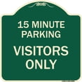 thumbnail image 1 of SignMission Designer Series Sign - Reserved Parking Sign 15 Minute Parking for Visitors Only | Green & Tan 18" X 18" Heavy-Gauge Aluminum Architectural Sign | Made in the USA, 1 of 4