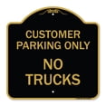 thumbnail image 1 of SignMission Designer Series Sign - Reserved Parking Sign Customer Parking Only No Trucks | Black & Gold 18" X 18" Heavy-Gauge Aluminum Architectural Sign | Protect Your Business | Made, 1 of 4