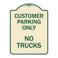 thumbnail image 1 of SignMission Designer Series Sign - Reserved Parking Sign Customer Parking Only No Trucks | Tan & Green 18" x 24" Heavy-Gauge Aluminum Architectural Sign | Made in the USA, 1 of 4