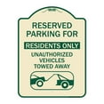 thumbnail image 1 of SignMission Designer Series Sign - Reserved Parking Sign Reserved Parking for Residents Only Unauthorized Vehicles Towed Away (With Car Tow Graphic) | Tan & Green 18" x 24" Heavy-Gauge, 1 of 4