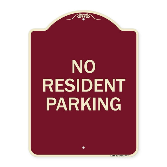 SignMission Designer Series Sign - Reserved Parking Sign No Resident Parking | Burgundy 18" x 24" Heavy-Gauge Aluminum Architectural Sign | Protect Your Business & Municipality | Made