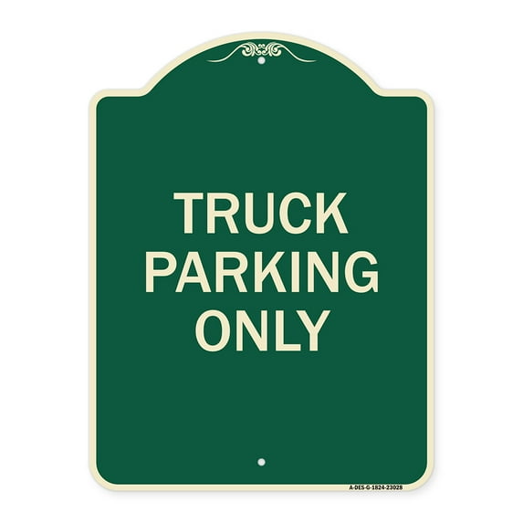 SignMission Designer Series Sign - Reserved Parking Sign Truck Parking Only | Green & Tan 18" x 24" Heavy-Gauge Aluminum Architectural Sign | Protect Your Business & Municipality | Made