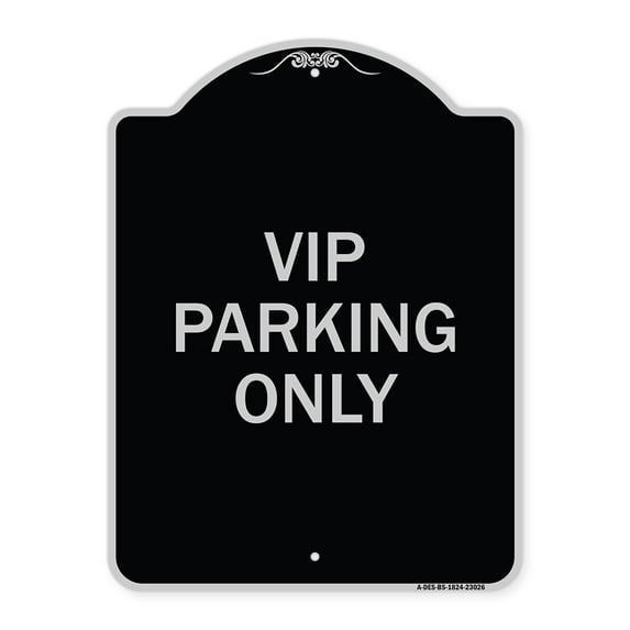 SignMission Designer Series Sign - Reserved Parking Sign VIP Parking Only | Black & Silver 18" x 24" Heavy-Gauge Aluminum Architectural Sign | Protect Your Business & Municipality |