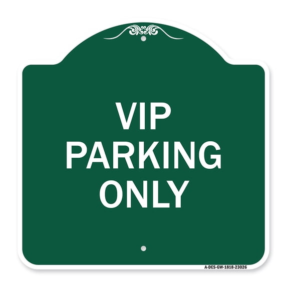 SignMission Designer Series Sign - Reserved Parking Sign VIP Parking Only | Green & White 18" X 18" Heavy-Gauge Aluminum Architectural Sign | Protect Your Business & Municipality | Made