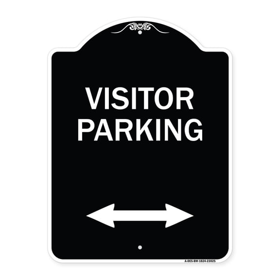 SignMission Designer Series Sign - Reserved Parking Sign Visitor Parking (Arrow Pointing Left and Right) | Black & White 18" x 24" Heavy-Gauge Aluminum Architectural Sign | Made in the