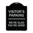 thumbnail image 1 of SignMission Designer Series Sign - Reserved Parking Sign Visitor Parking We're Glad You're Here! | Black & Silver 18" x 24" Heavy-Gauge Aluminum Architectural Sign | Made in the USA, 1 of 4