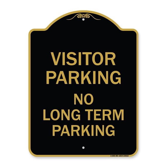 SignMission Designer Series Sign - Reserved Parking Sign Visitor Parking No Long-Term Parking | Black & Gold 18" X 24" Heavy-Gauge Aluminum Architectural Sign | Protect Your Business |