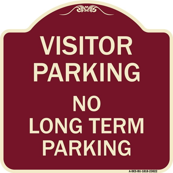 SignMission Designer Series Sign - Reserved Parking Sign Visitor Parking No Long-Term Parking | Burgundy 18" X 18" Heavy-Gauge Aluminum Architectural Sign | Made in the USA