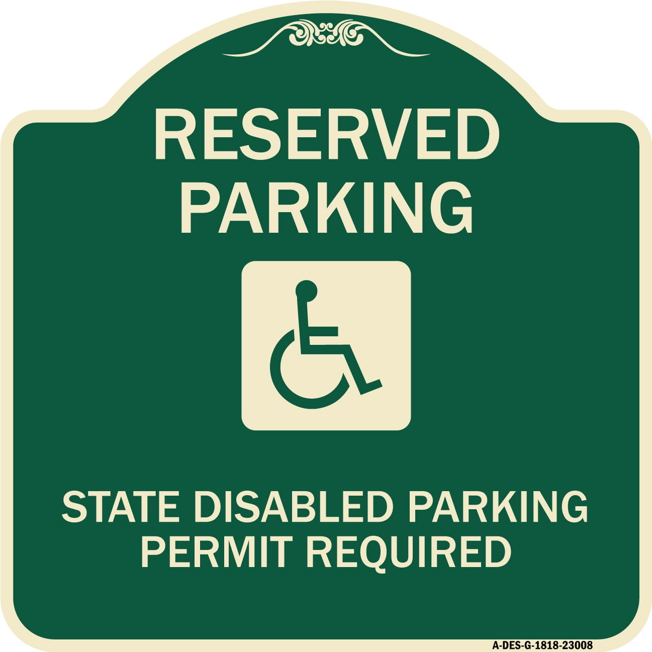 SignMission Designer Series Sign Reserved Parking State Disabled