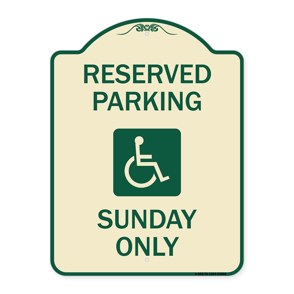 SignMission Designer Series Sign - Reserved Parking Sunday Only (With ...