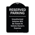 thumbnail image 1 of SignMission A-DES-BW-1824-9903 18 x 24 in. Designer Series Sign - Reserved Parking Unauthorized Vehicles Will Be Towed At Vehicle Owners Expense, Black & White, 1 of 4