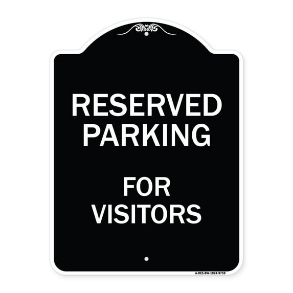 SignMission Designer Series Sign - Reserved Parking For Visitors | Black & White 18" x 24" Heavy-Gauge Aluminum Architectural Sign | Protect Your Business & Municipality | Made in the