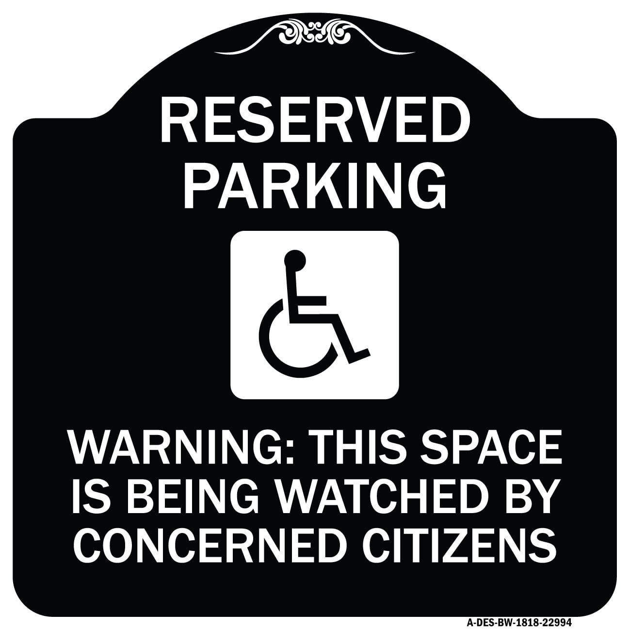 SignMission Designer Series Sign - Reserved Parking - (With Handicap ...