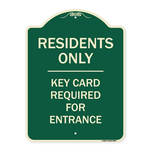 SignMission A-DES-G-1824-9899 Designer Series Sign - Residence-only-key Card