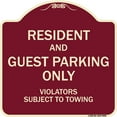 thumbnail image 1 of SignMission Designer Series Sign - Resident And Guest Parking Only Violators Subject To Towing | Burgundy 18" X 18" Heavy-Gauge Aluminum Architectural Sign | Made in the USA, 1 of 4