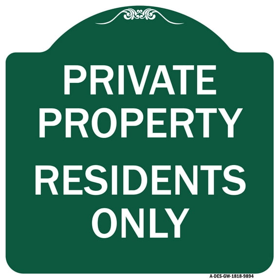 SignMission Designer Series Sign - Residents Only | Green & White 18" X 18" Heavy-Gauge Aluminum Architectural Sign | Protect Your Business & Municipality | Made in the USA
