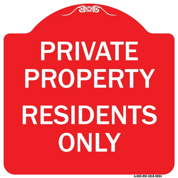 SignMission Designer Series Sign - Residents Only | Red & White 18" X 18" Heavy-Gauge Aluminum Architectural Sign | Protect Your Business & Municipality | Made in the USA