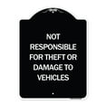 thumbnail image 1 of SignMission Designer Series Sign - Not Responsible for Theft or Damage to Vehicles | Black & White 18" x 24" Heavy-Gauge Aluminum Architectural Sign | Made in the USA, 1 of 4