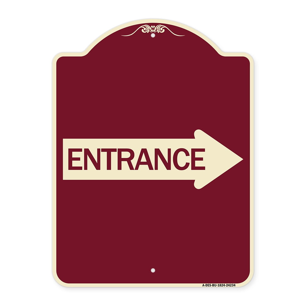 SignMission Designer Series Sign - Right Arrow Entrance | Burgundy 18 ...