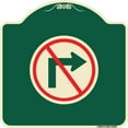 thumbnail image 1 of SignMission Designer Series Sign - No Right Turn (Graphic Only) | Green & Tan 18" X 18" Heavy-Gauge Aluminum Architectural Sign | Protect Your Business & Municipality | Made in the USA, 1 of 4