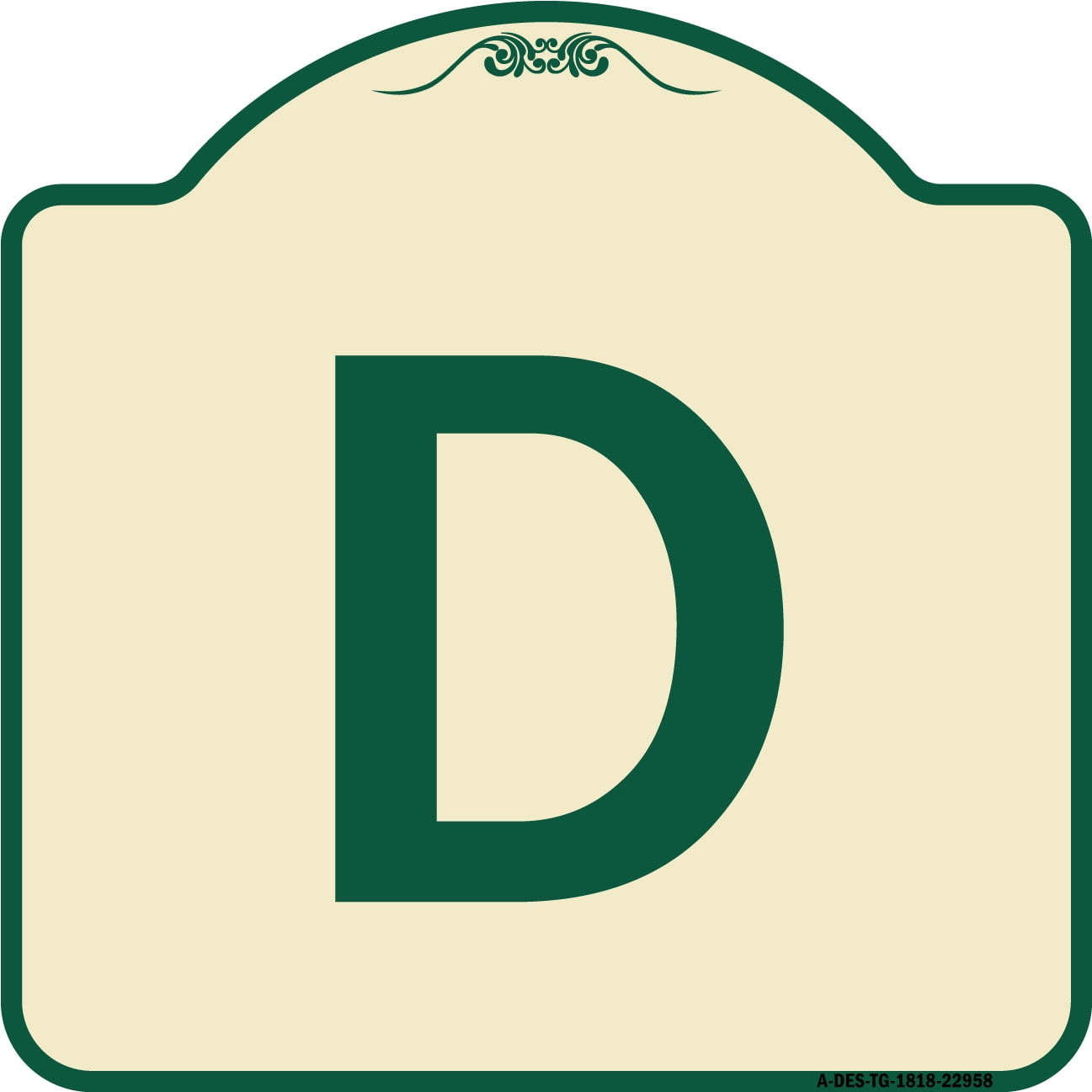 SignMission Designer Series Sign - Sign with Letter D | Tan & Green 18 ...