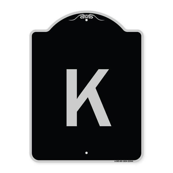 SignMission Designer Series Sign - Sign with Letter K | Black & Silver 18" x 24" Heavy-Gauge Aluminum Architectural Sign | Protect Your Business & Municipality | Made in the USA