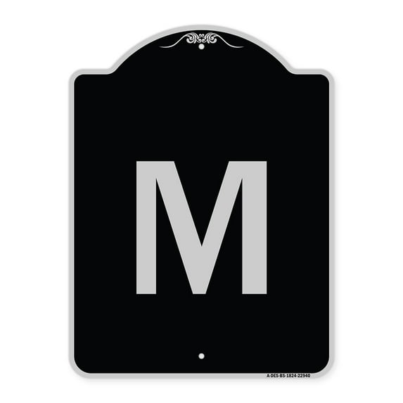 SignMission Designer Series Sign - Sign with Letter M | Black & Silver 18" x 24" Heavy-Gauge Aluminum Architectural Sign | Protect Your Business & Municipality | Made in the USA