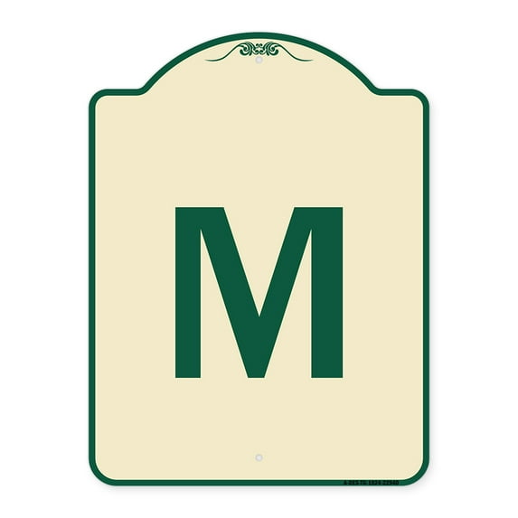 SignMission Designer Series Sign - Sign with Letter M | Tan & Green 18" x 24" Heavy-Gauge Aluminum Architectural Sign | Protect Your Business & Municipality | Made in the USA