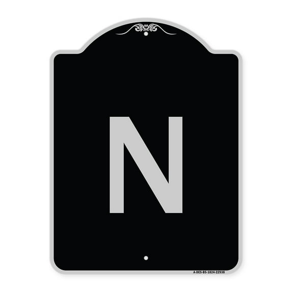SignMission Designer Series Sign - Sign with Letter N | Black & Silver 18" x 24" Heavy-Gauge Aluminum Architectural Sign | Protect Your Business & Municipality | Made in the USA