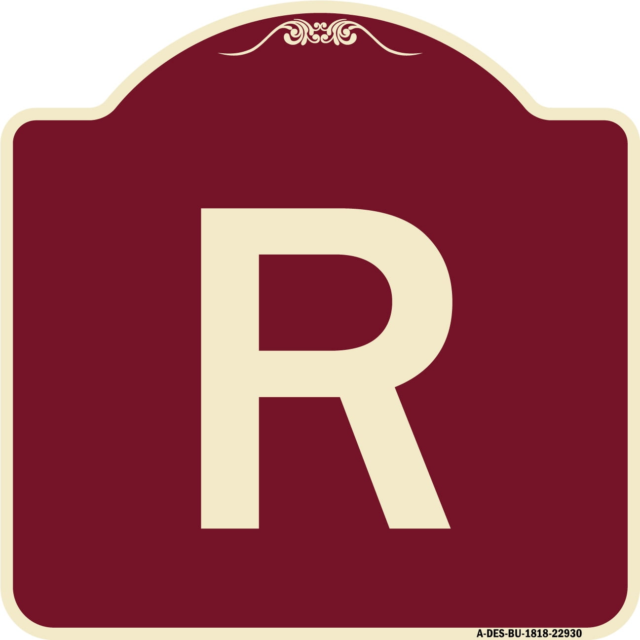 SignMission Designer Series Sign - Sign with Letter R | Burgundy 18