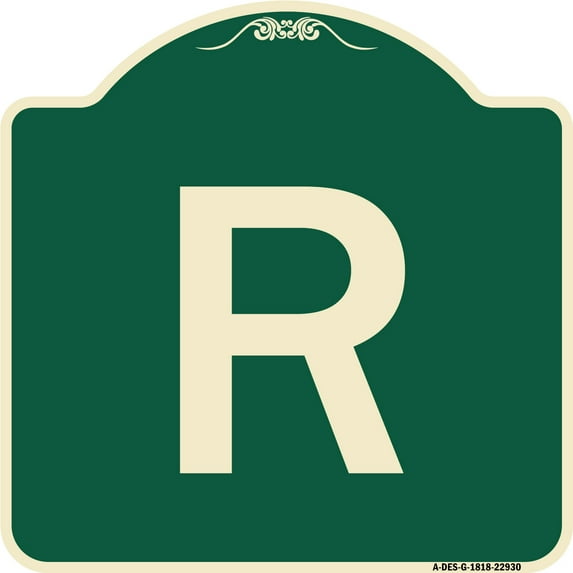 SignMission Designer Series Sign - Sign with Letter R | Green & Tan 18" X 18" Heavy-Gauge Aluminum Architectural Sign | Protect Your Business & Municipality | Made in the USA
