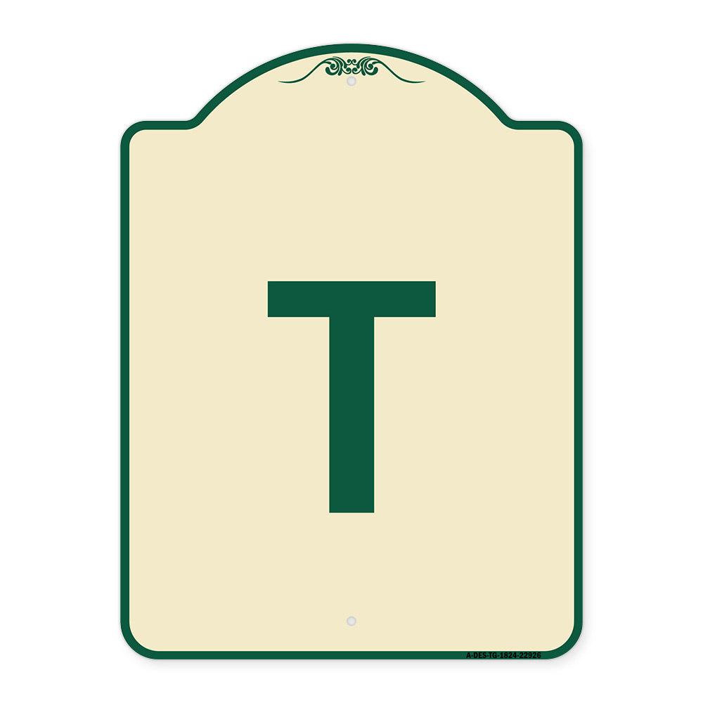 Command Sign T Sign SignMission Designer Series Sign - Sign with Letter T | Tan & Green 18 ...