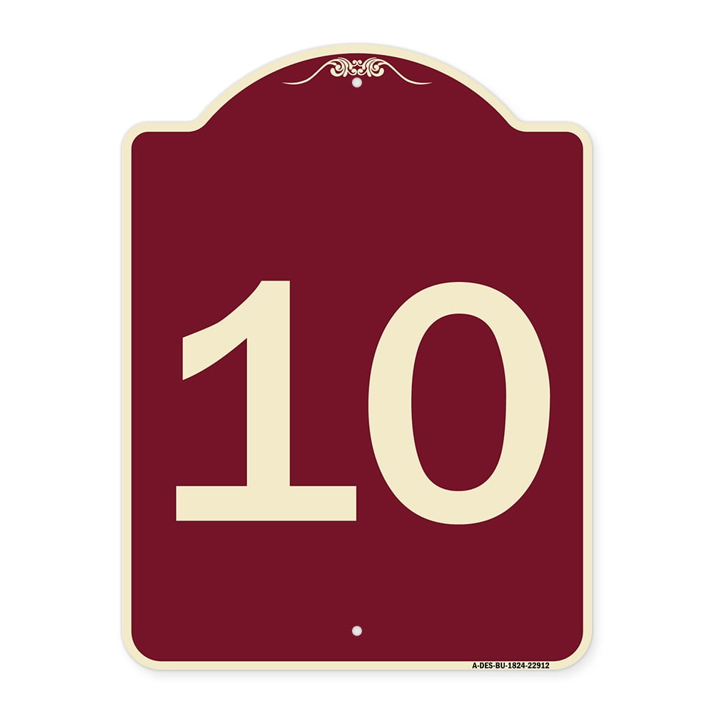 SignMission Designer Series Sign - Sign with Number '10 | Burgundy 18 ...