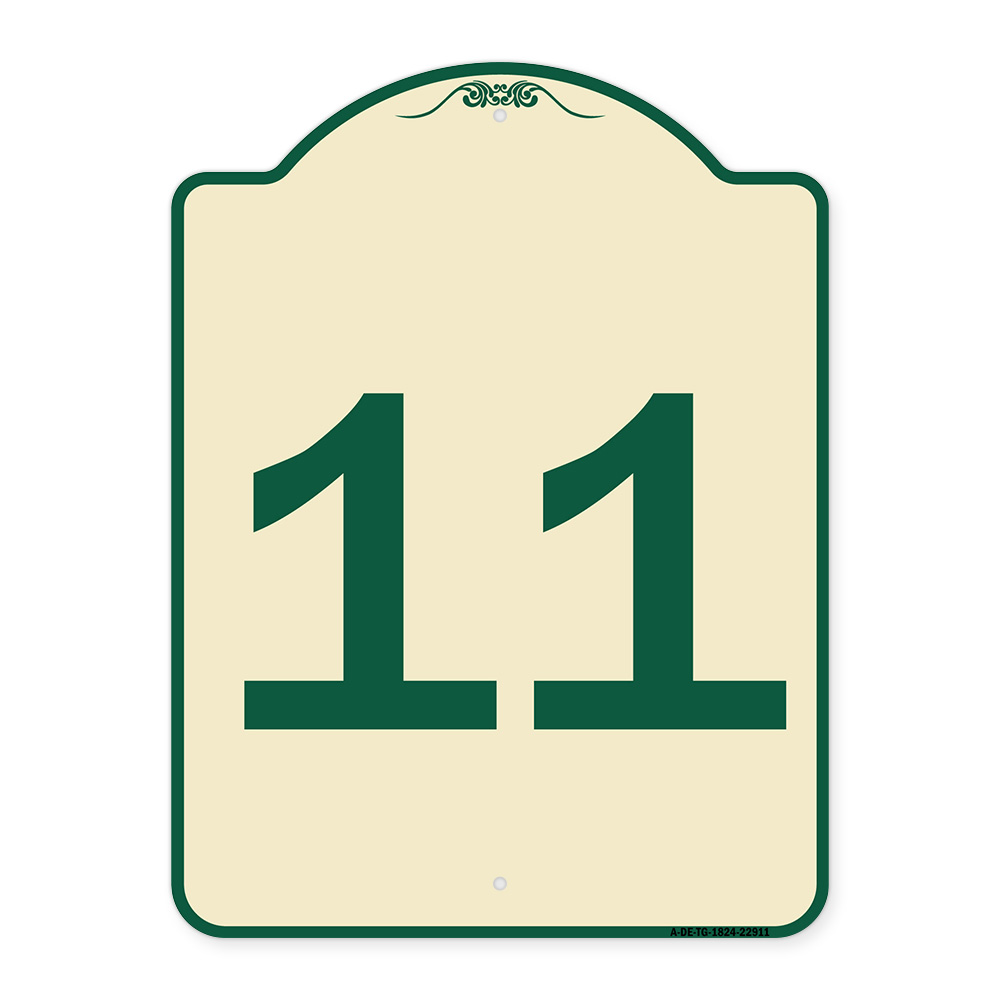 SignMission Designer Series Sign - Sign with Number '11 | Tan & Green ...