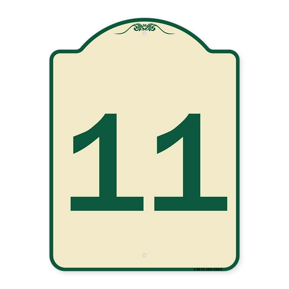 SignMission Designer Series Sign - Sign with Number '11 | Tan & Green 18" x 24" Heavy-Gauge Aluminum Architectural Sign | Protect Your Business & Municipality | Made in the USA