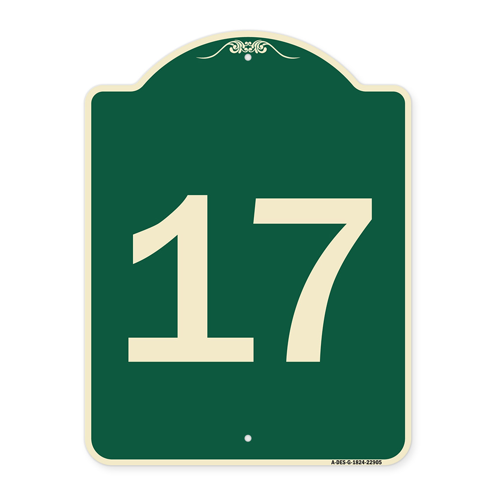 17 Sign Striped SignMission Designer Series Sign - Sign with Number '17 | Green & Tan ...