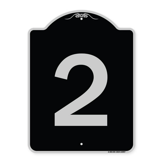 SignMission Designer Series Sign - Sign with Number 2 | Black & Silver 18" x 24" Heavy-Gauge Aluminum Architectural Sign | Protect Your Business & Municipality | Made in the USA