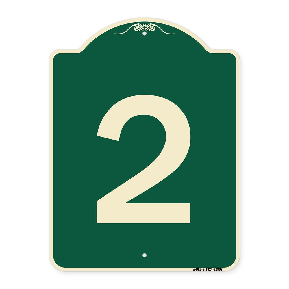 SignMission Designer Series Sign - Sign with Number 2 | Green & Tan 18 ...